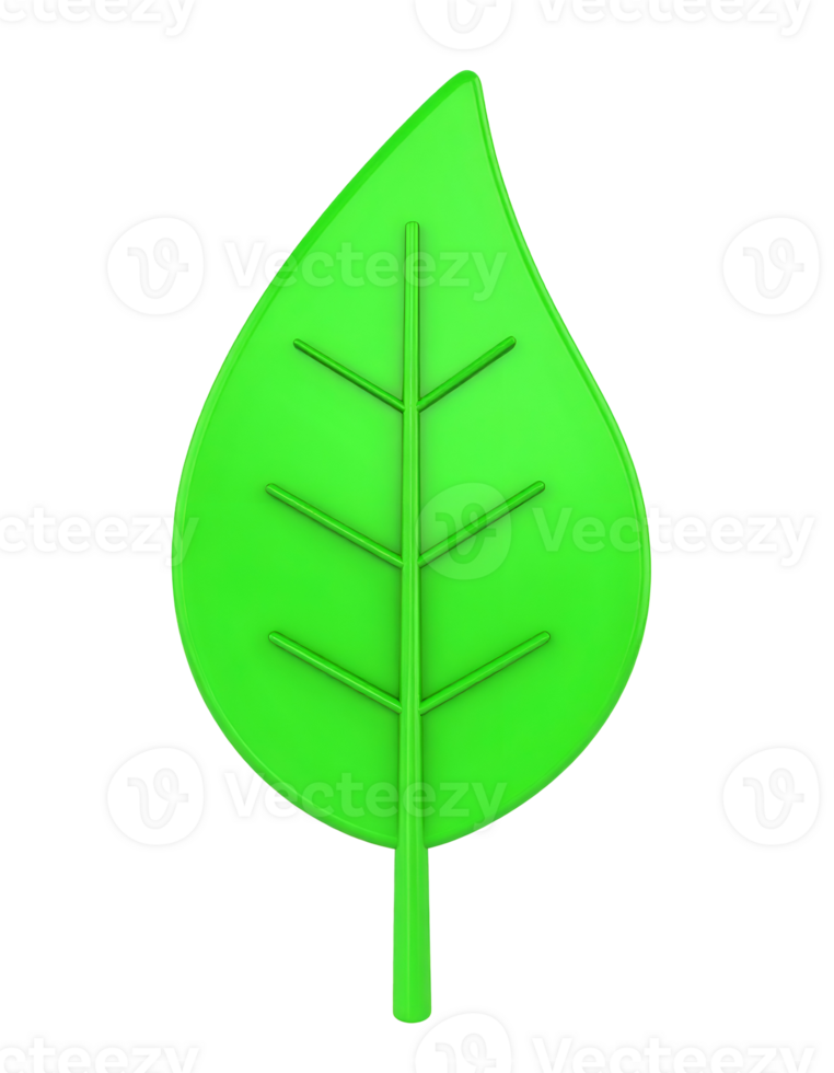 Create a Vibrant Green Leaf Icon with Transparent Background using 3D Modeling Software png