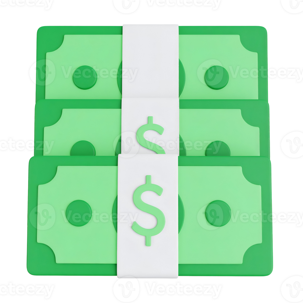 crio realista pilhas do dinheiro com transparente fundo, usando 3d modelagem Programas técnicas png