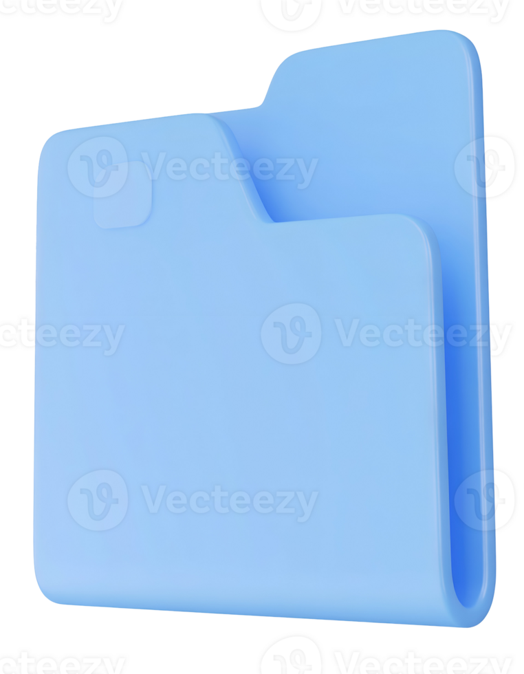 Create a 3D Model of a Digital Folder with a Transparent Background, Using Smooth Pastel Blue Colors png