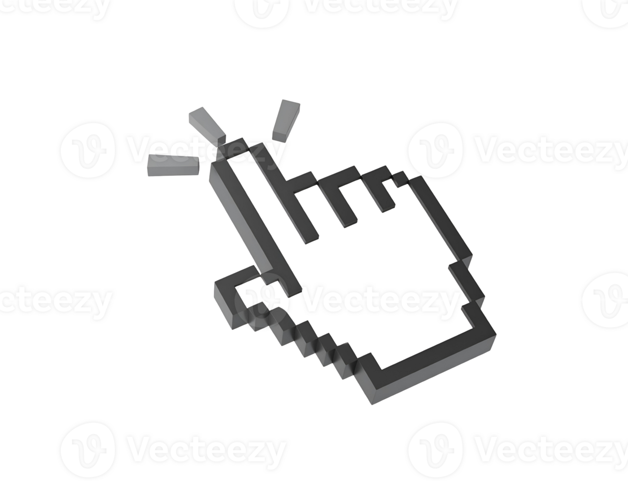 Create 3D Pixel Cursor Modeling a Retro Pointer Digitally with a Transparent Background png