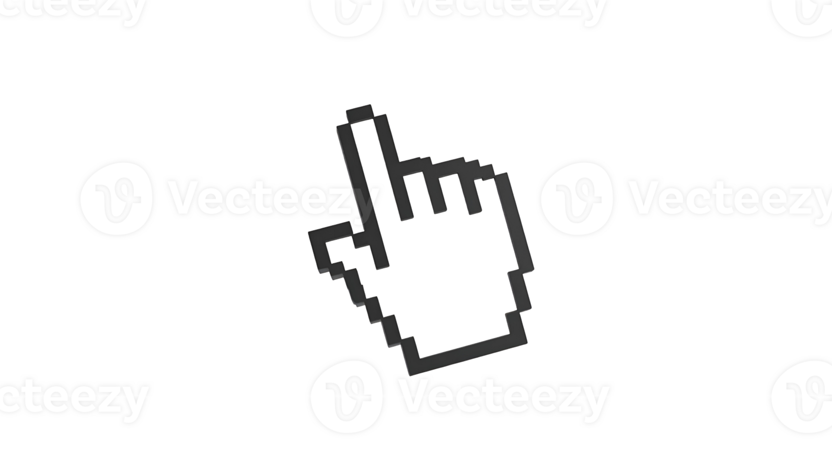 Create Pixel Art Cursor Design a 3D Hand Pointer with Transparent Background. Digital Art Tutorial. png