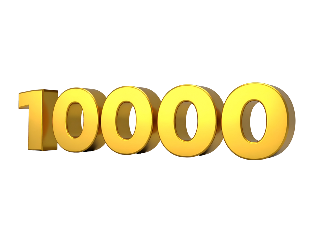 créer d'or 10 000 nombre avec transparent Contexte en utilisant 3d la modélisation Logiciel png