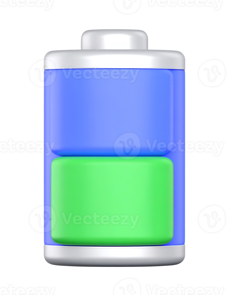 Create 3D Battery Icon with Transparent Background using Blender Software png