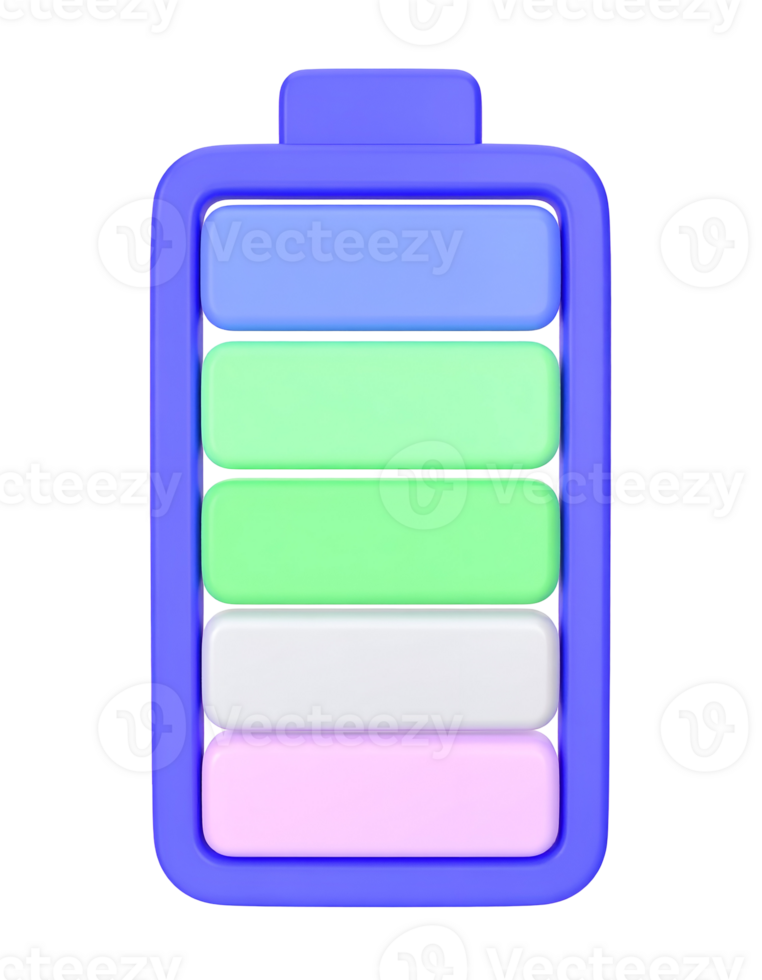 Create Colorful Battery Icon with Transparent Background using 3D Modeling Software png