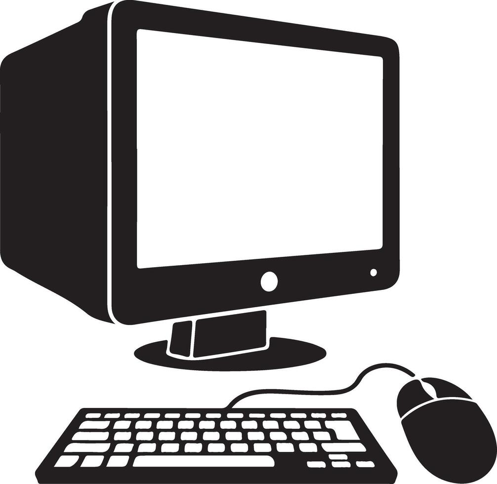 Classic desktop computer setup with monitor keyboard and mouse vector
