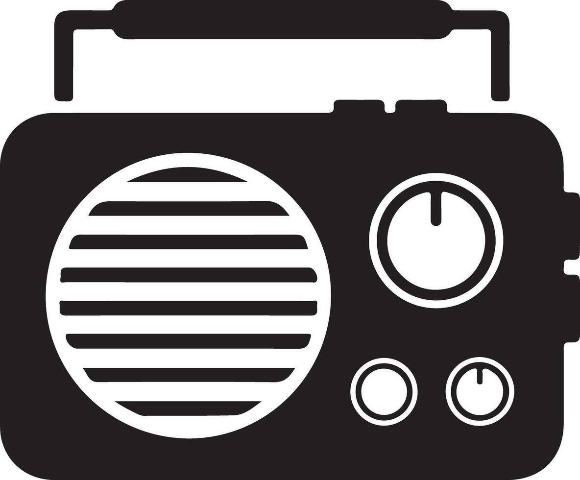 Retro boombox icon with handle and controls vector