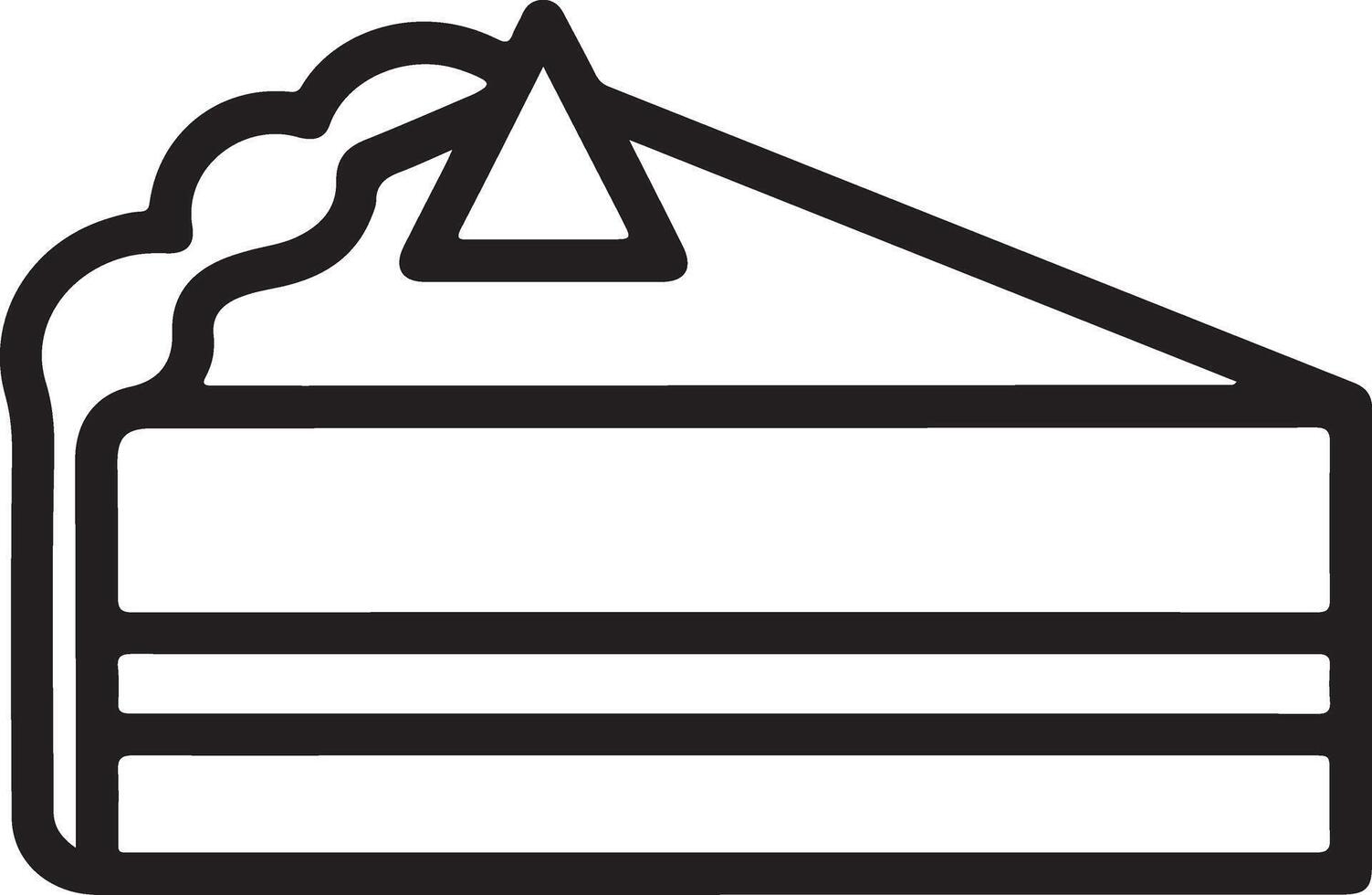 Simple line art slice of layered cake with frosting and flag vector
