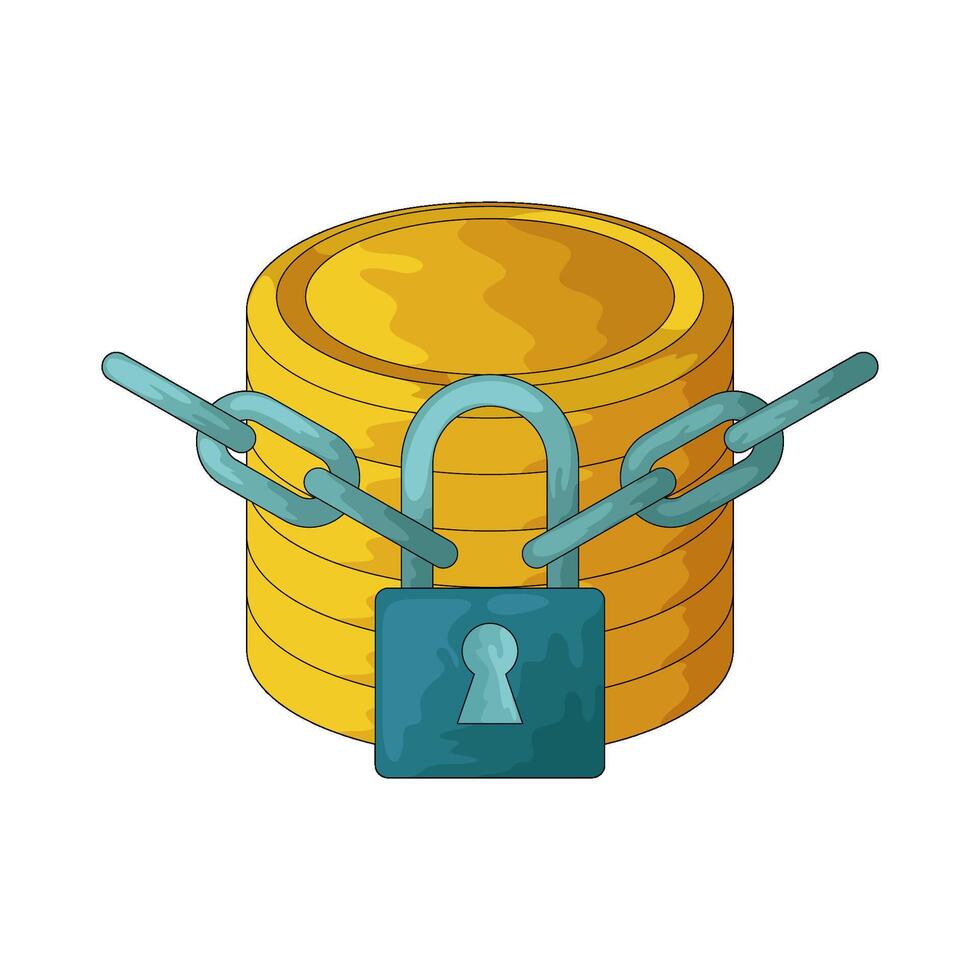 Stack of Coins with Lock and Chain vector