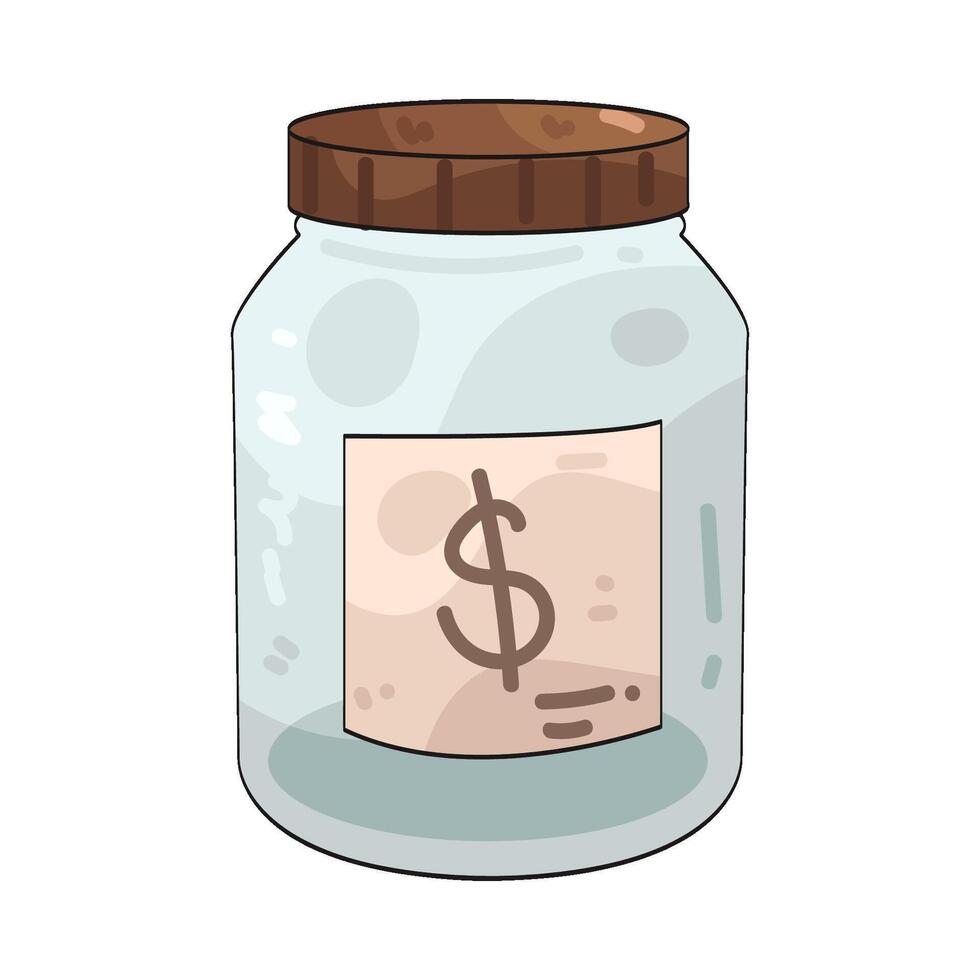 Illustration of Empty Tip Jar with Dollar Sign vector