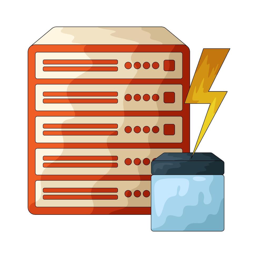 Server Rack Data Storage with Battery Backup vector