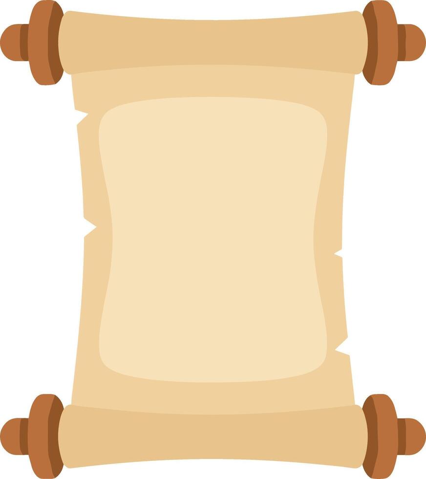 Simple Flat Scroll with Wooden Handles for Ancient Message or Map vector