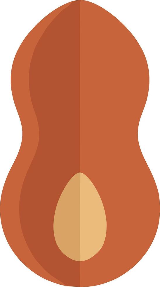 Flat Design Isolated Single Peanut with Shell Shape Illustration vector