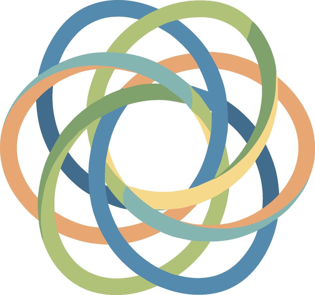 Flat Style Interlocking Circle Design Abstract Geometric Element Illustration vector