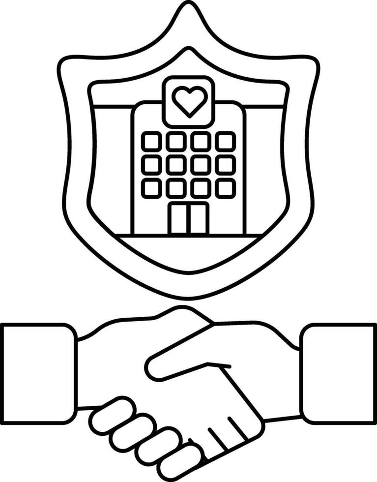 A handshake between two people with a building in the background vector