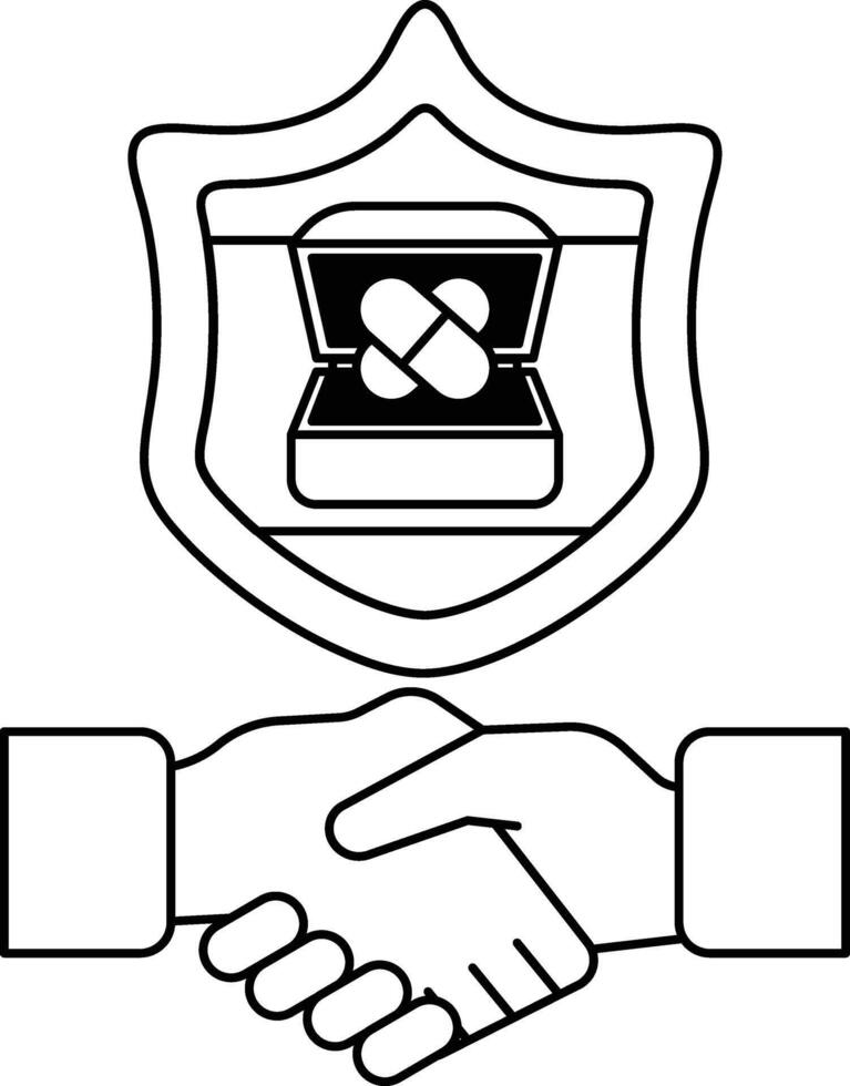 A black and white image of two hands shaking with a ring in the middle vector