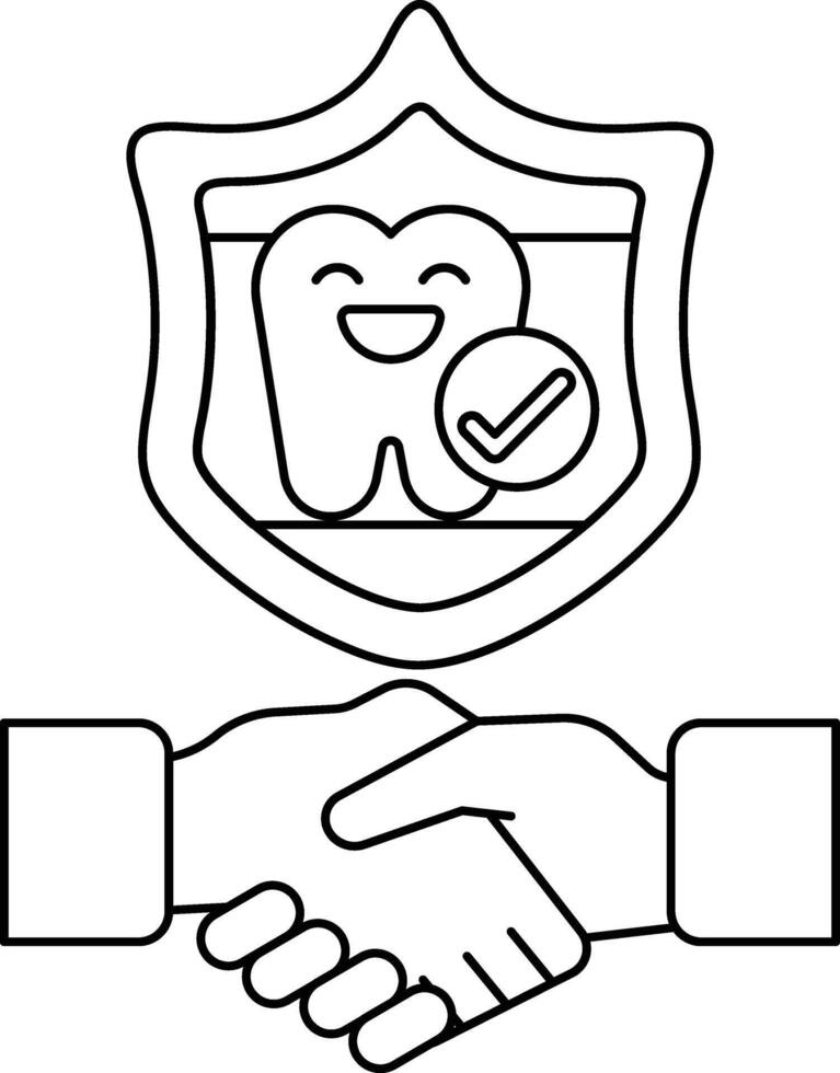 A smiling tooth is holding a shield that says Checked vector
