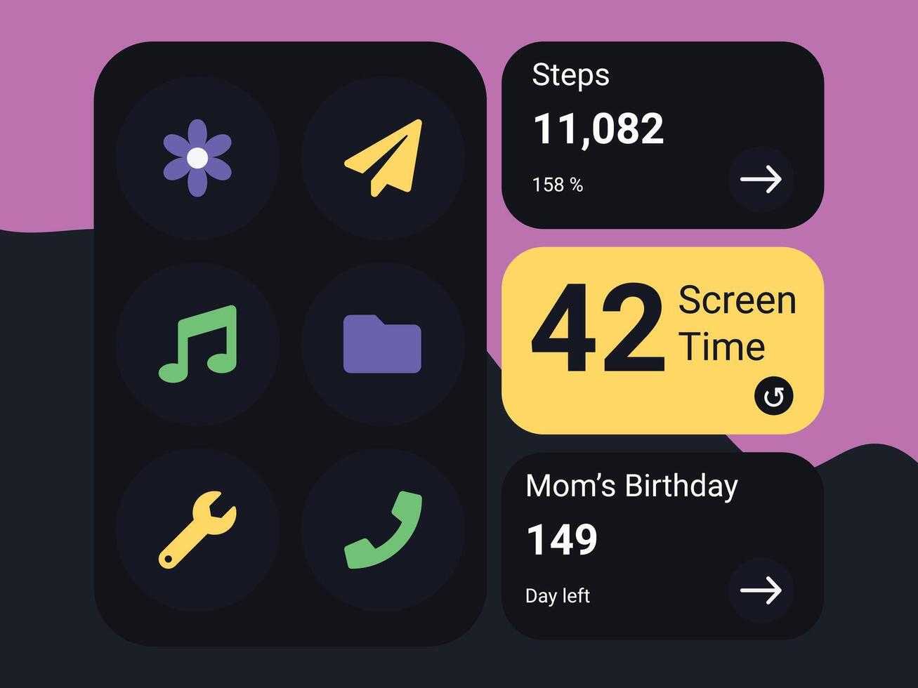 smart widget with UI card flat style illustration vector