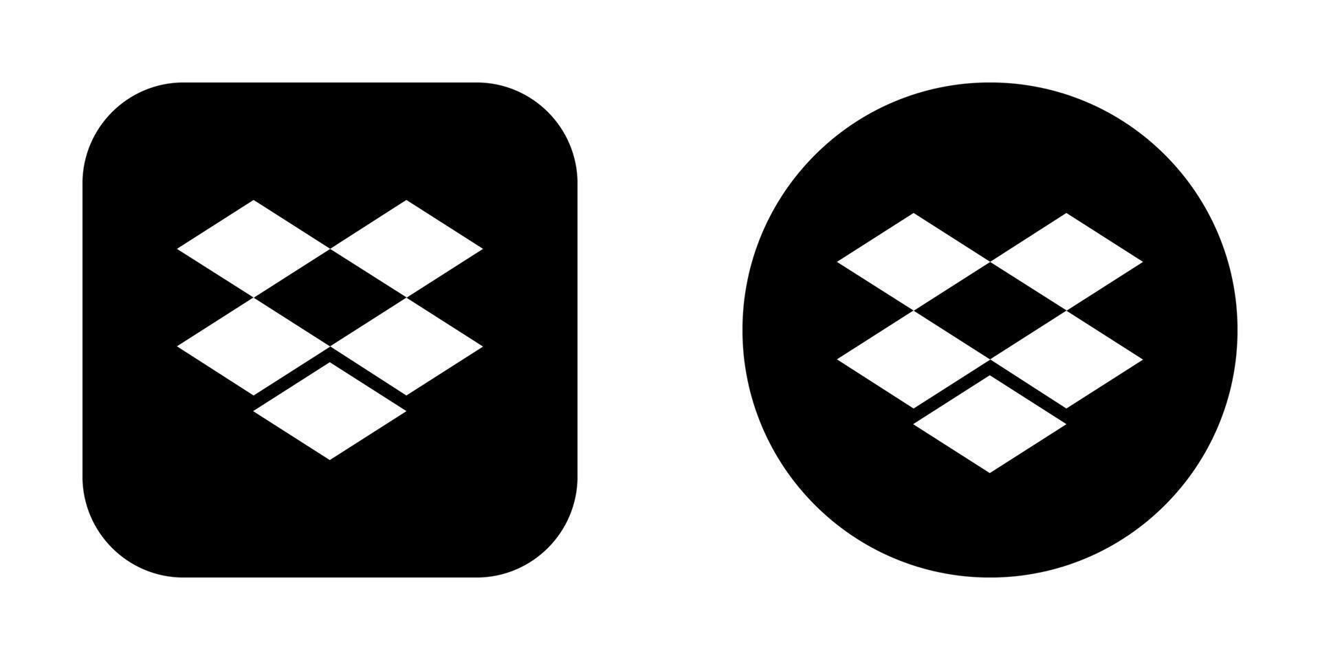 Dropbox icono colocar. Dropbox logo manojo. Dropbox cuadrado y circulo logo colocar. vector