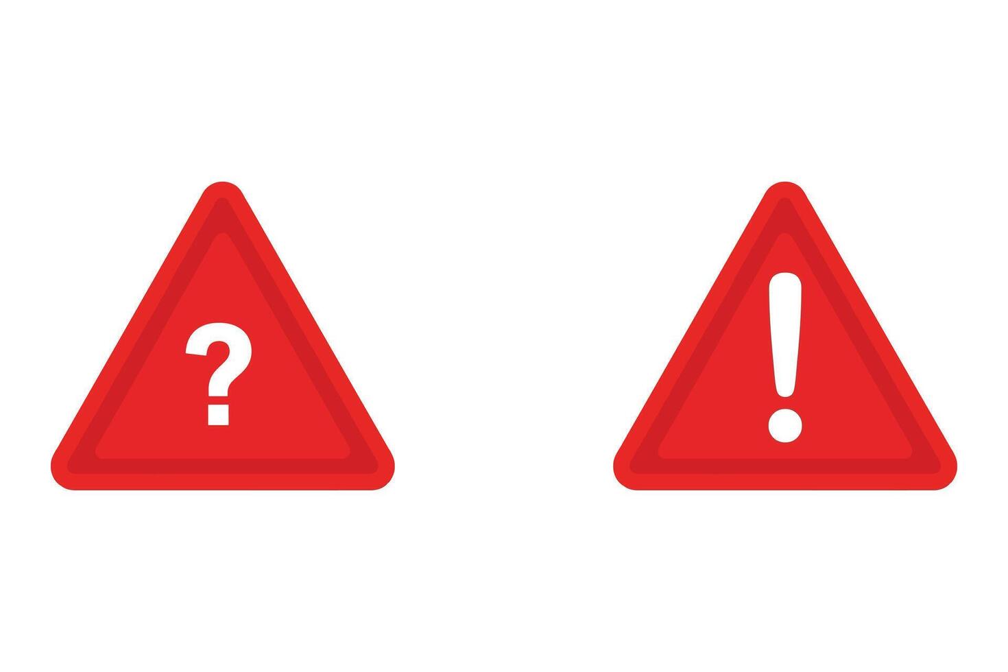 Red Warning Triangles With Question Mark And Exclamation Point alert danger vector