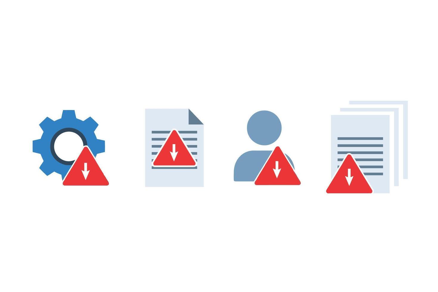 Warning Icons For Settings Documents User And Files On White Background alert attention vector