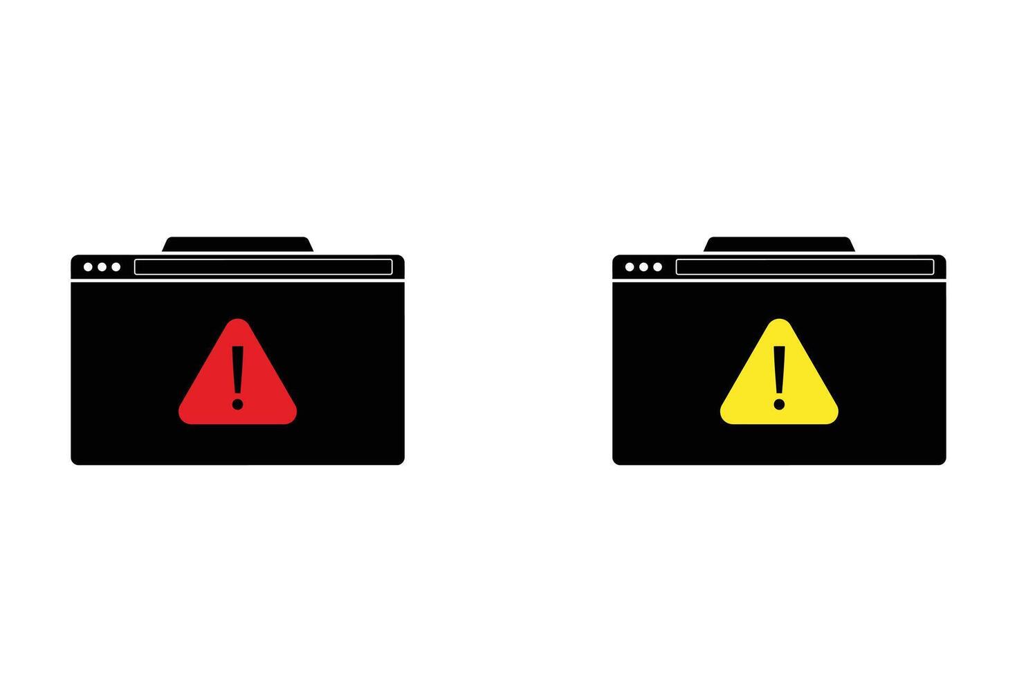Browser Windows with Warning and Exclamation Symbols icons vector