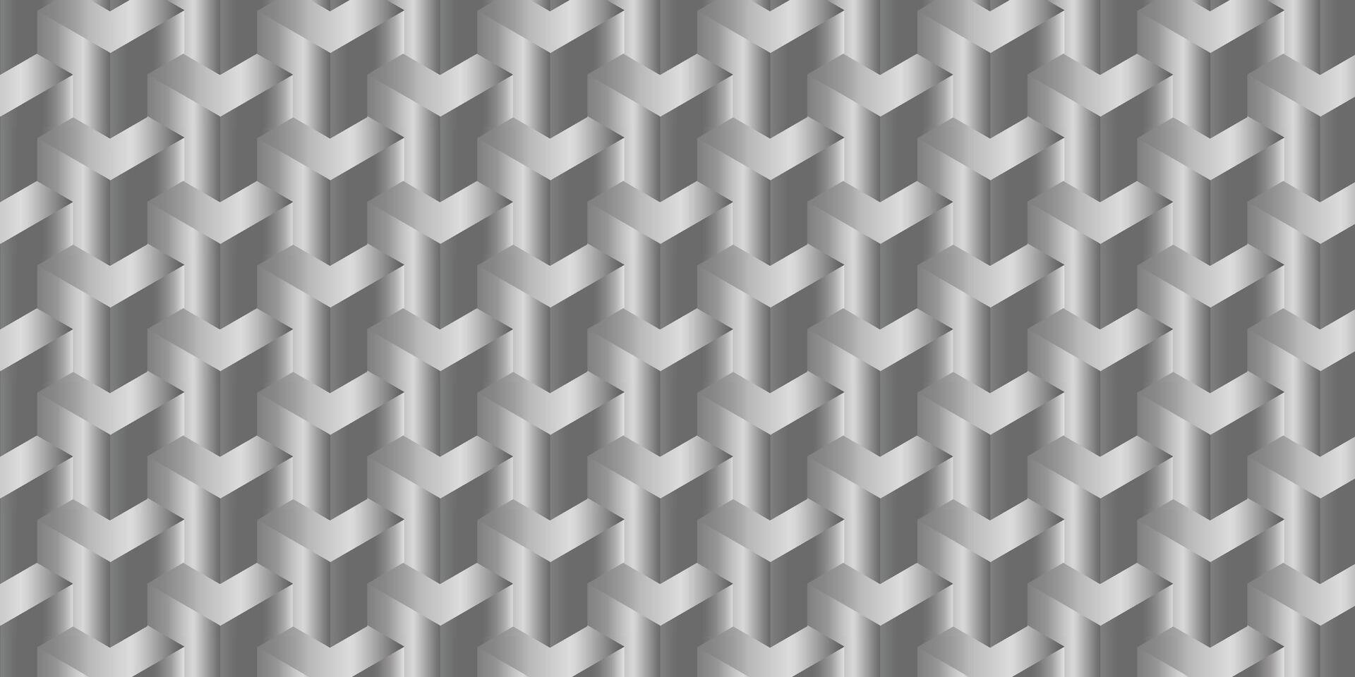 Abstract repeating geometric pattern with metallic texture, offering a sleek, modern, and industrial style for backgrounds and creative projects. vector