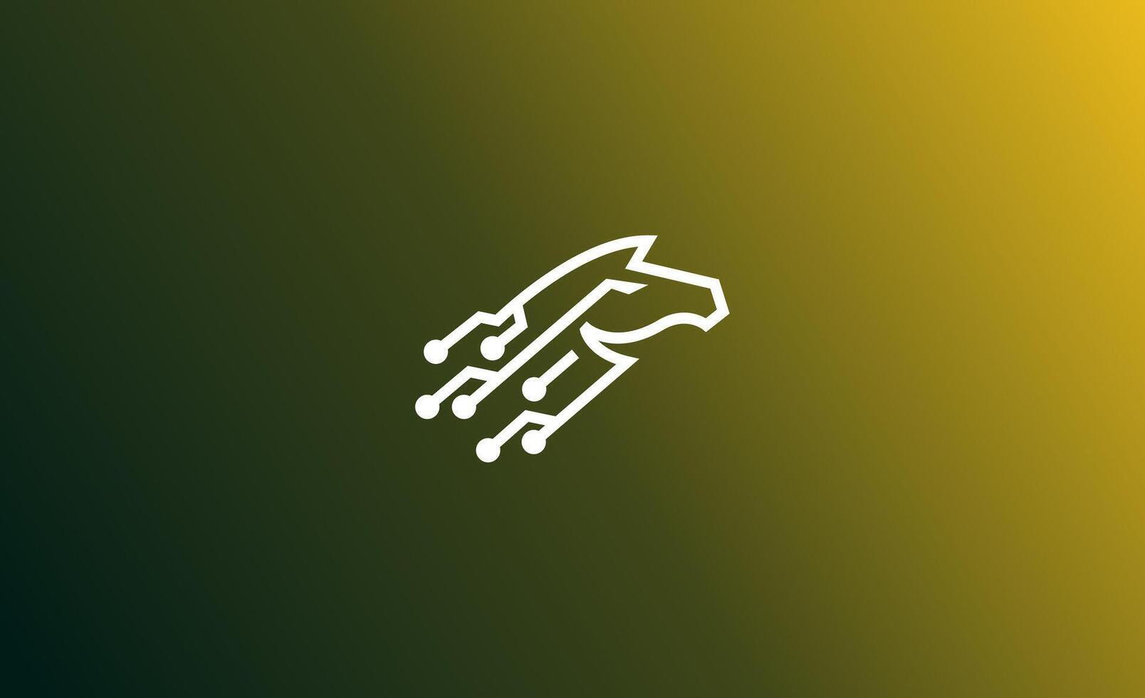 Logo Tech and Horse. Circuit, Technology and Network concept. vector