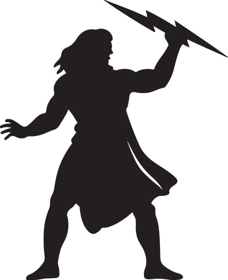 Ancient Deity Holding A Flaming Torch Symbol vector