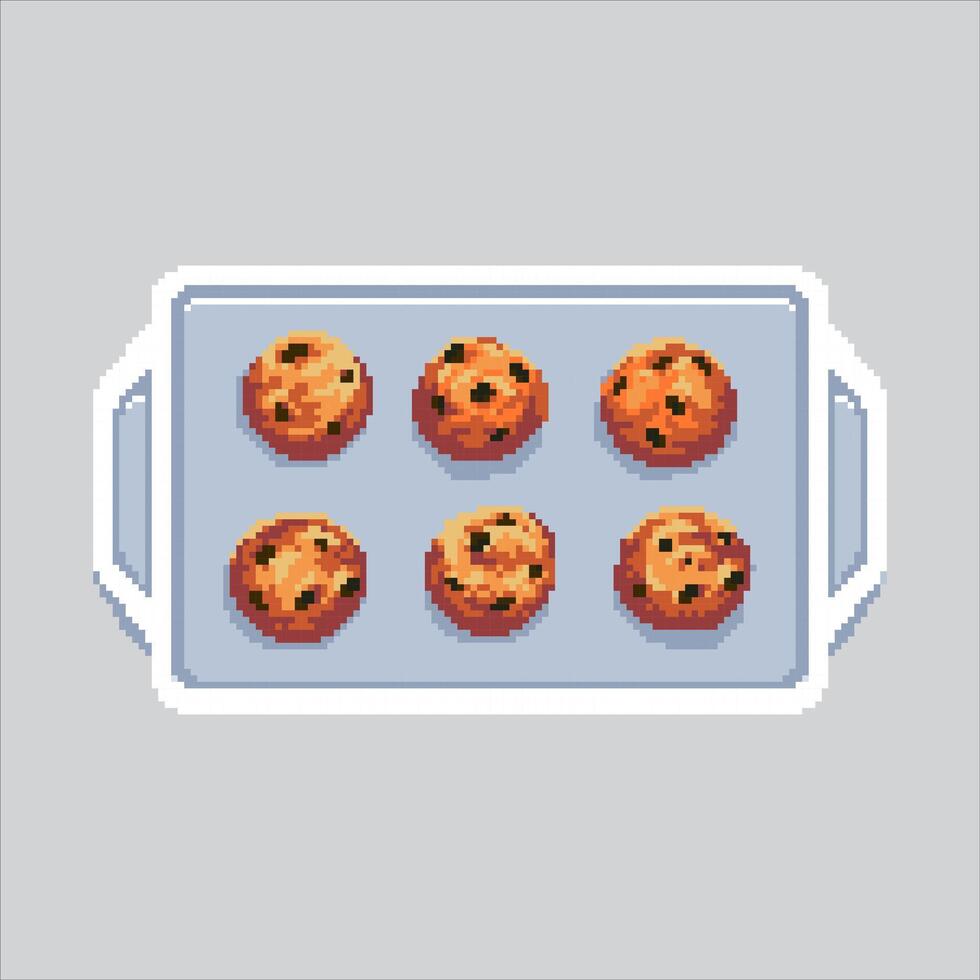 Pixel art illustration Cookies Tray. Pixelated Baking Tray. Cookies Baking Tray Icon pixelated for the pixel art game and icon for website and game. old school retro. vector