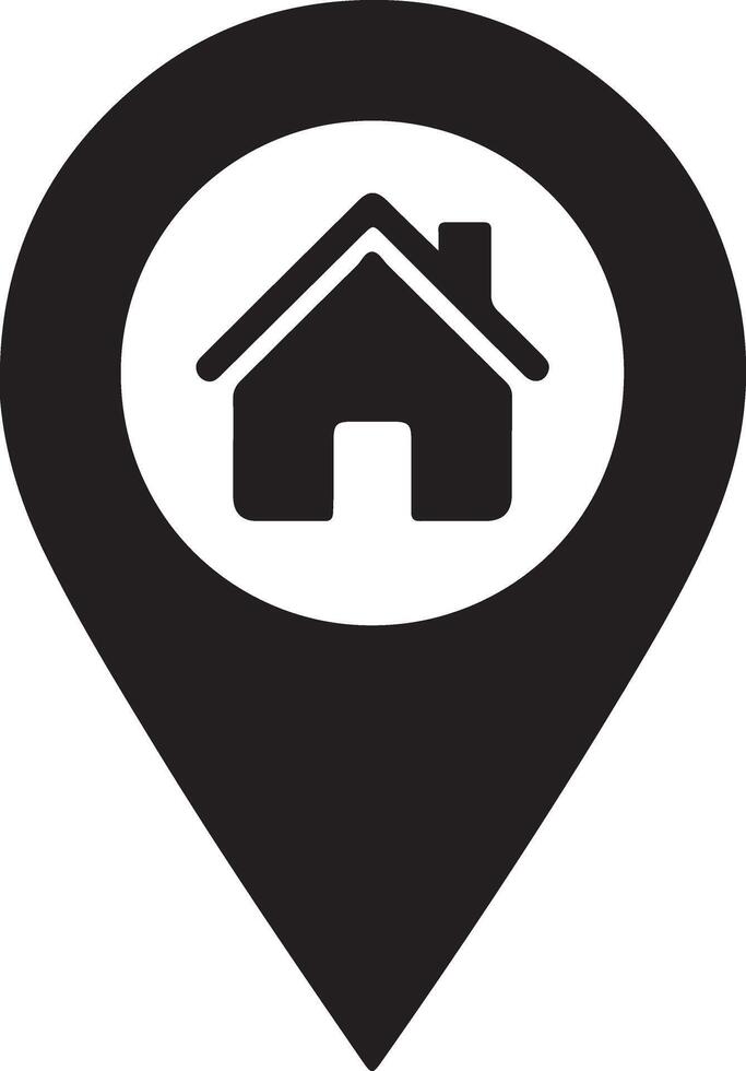 Location pin with a house icon within indicating real estate property or home location for navigation and mapping applications vector