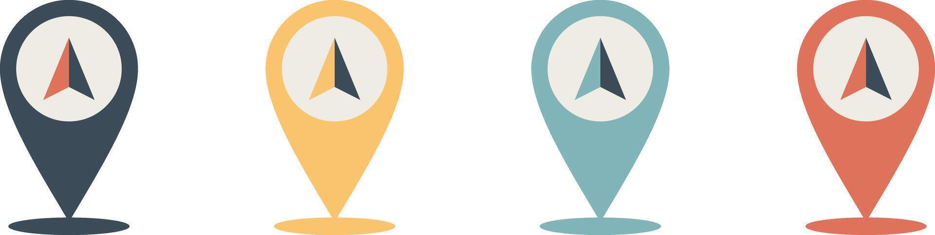 Minimal flat design set of navigation and location pins vector