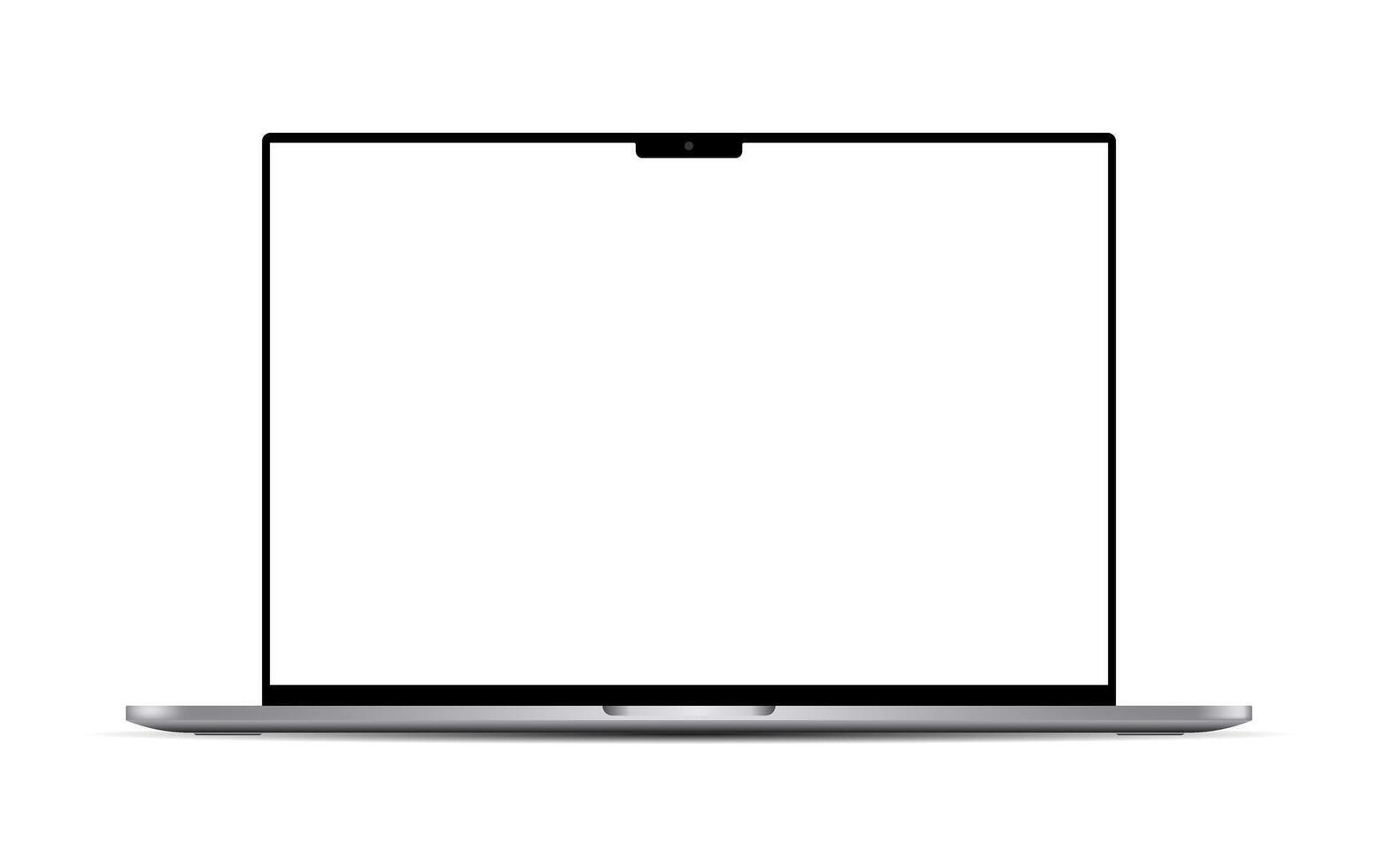 Realistic laptop device mockup template with blank display on white background for advertisement and product showcase illustration vector