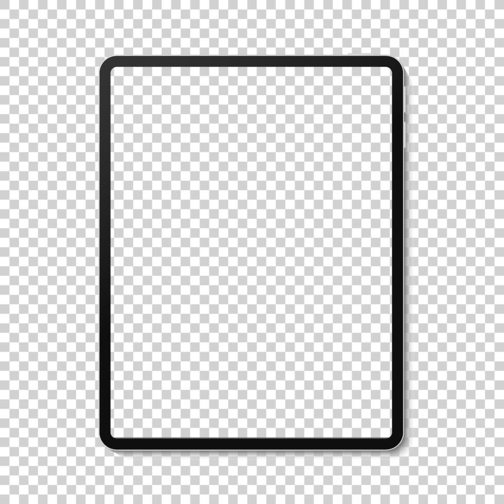 Realistic tablet pc device mockup template on blank background with shadow illustration vector