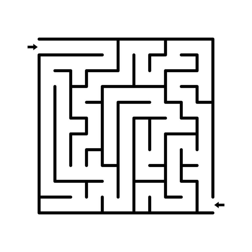 Maze labyrinth, challenging puzzle game design with an entry and exit arrow illustration vector