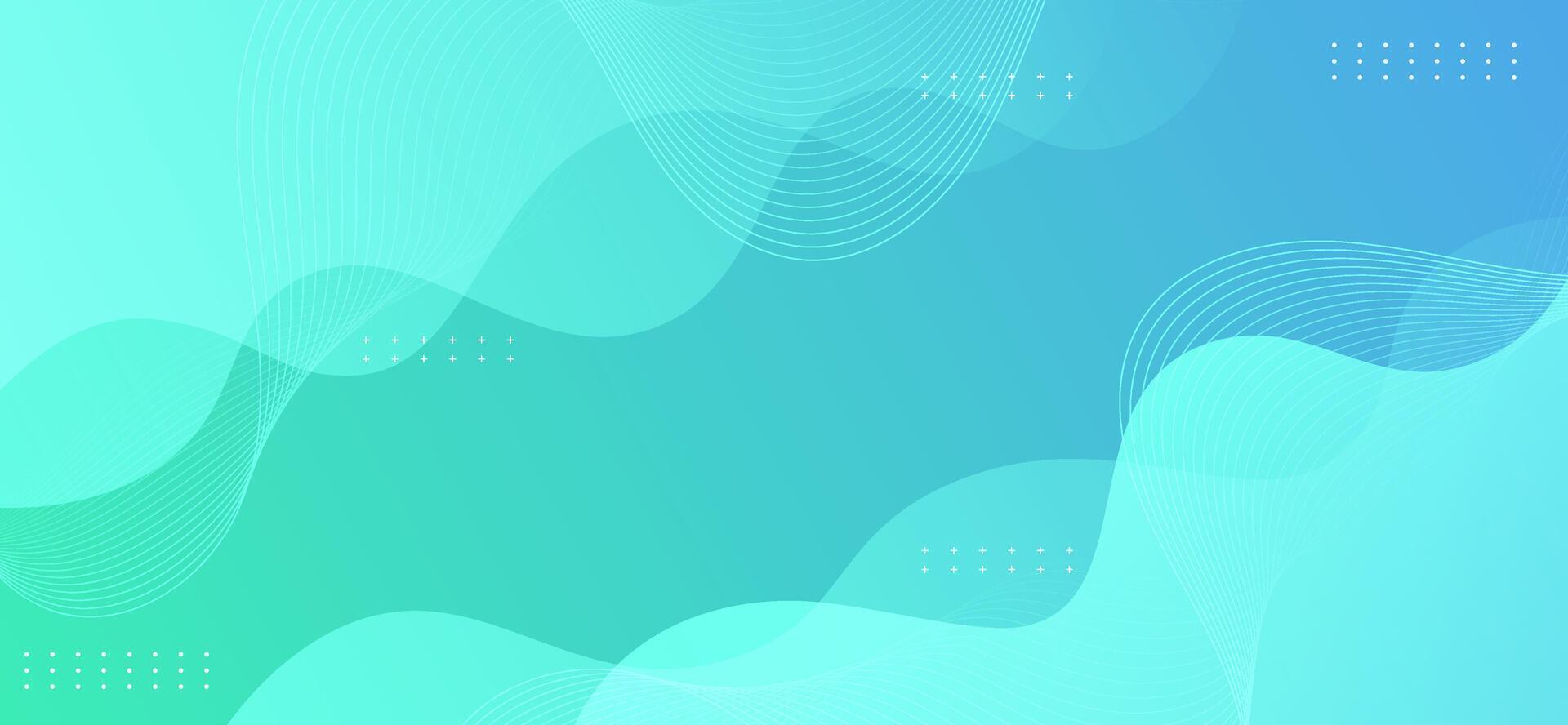 Abstract turquoise gradient background with smooth wave lines. vector