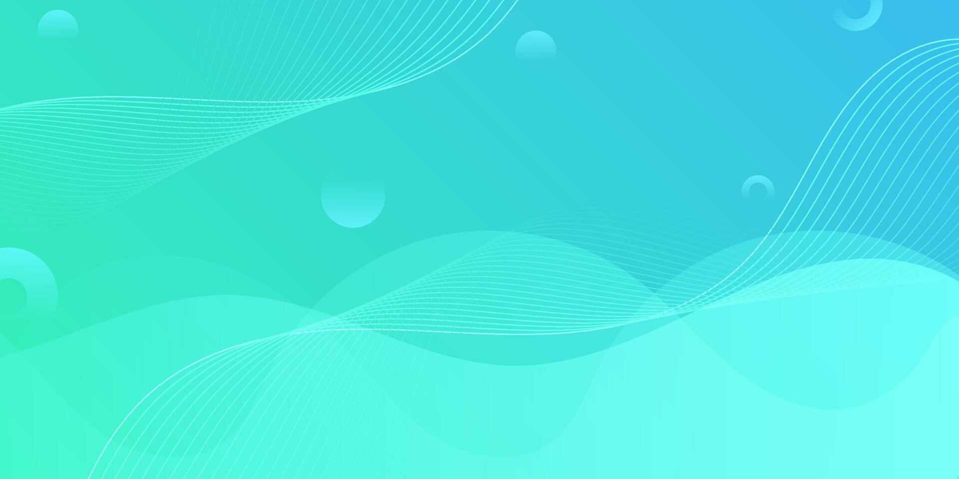 Abstract turquoise wave background with soft gradient flow. vector