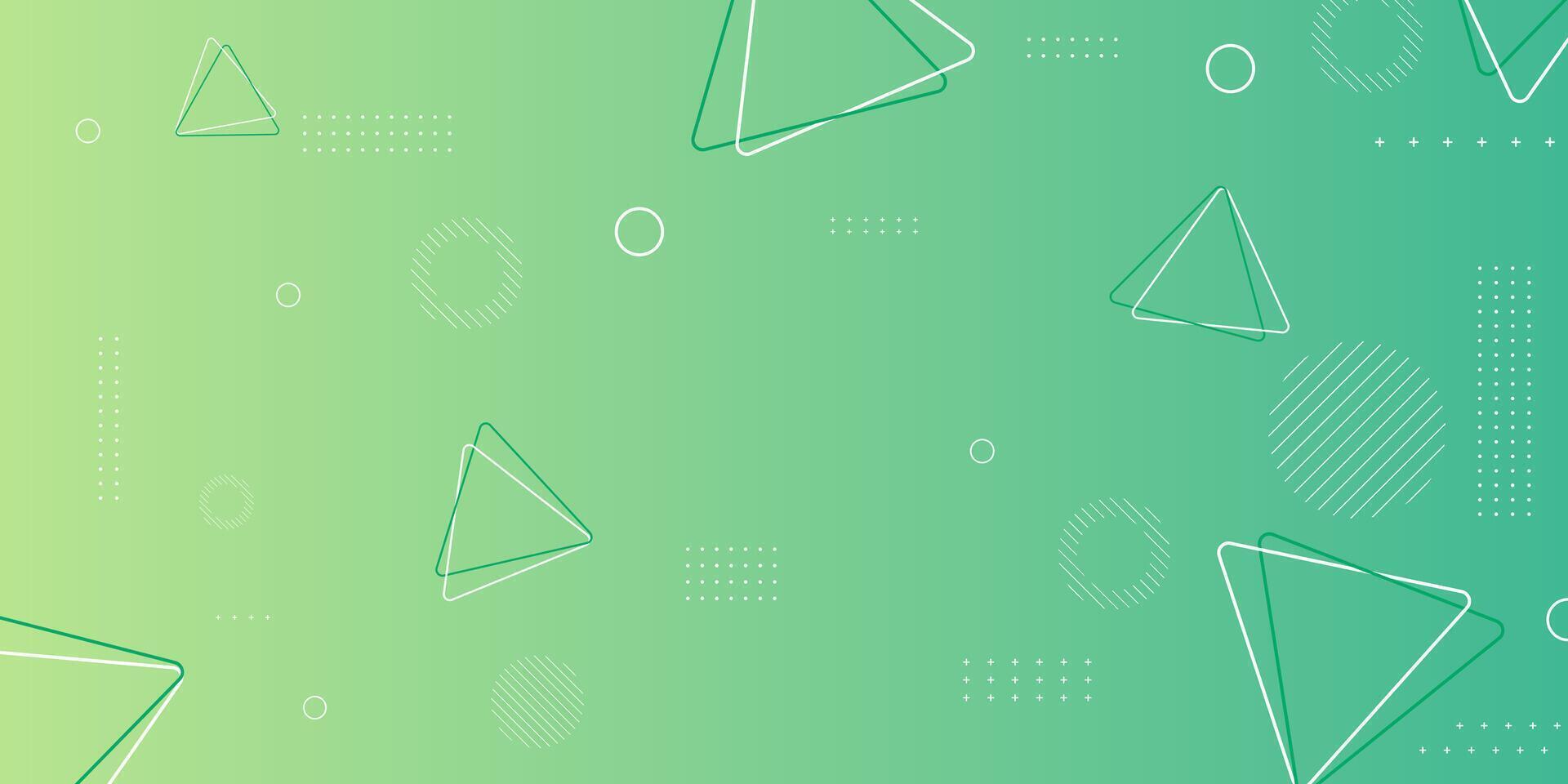 Abstract background fresh green with geometric triangle and circle line patterns. vector