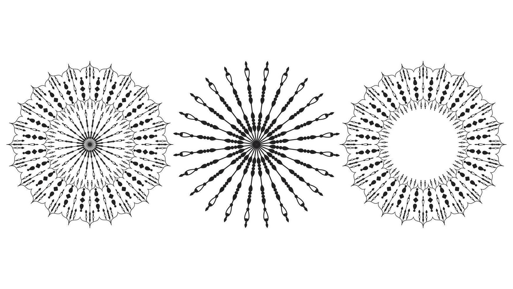 Decorative Circular Mandala Ornament Set Abstract Geometric Outline Pattern vector