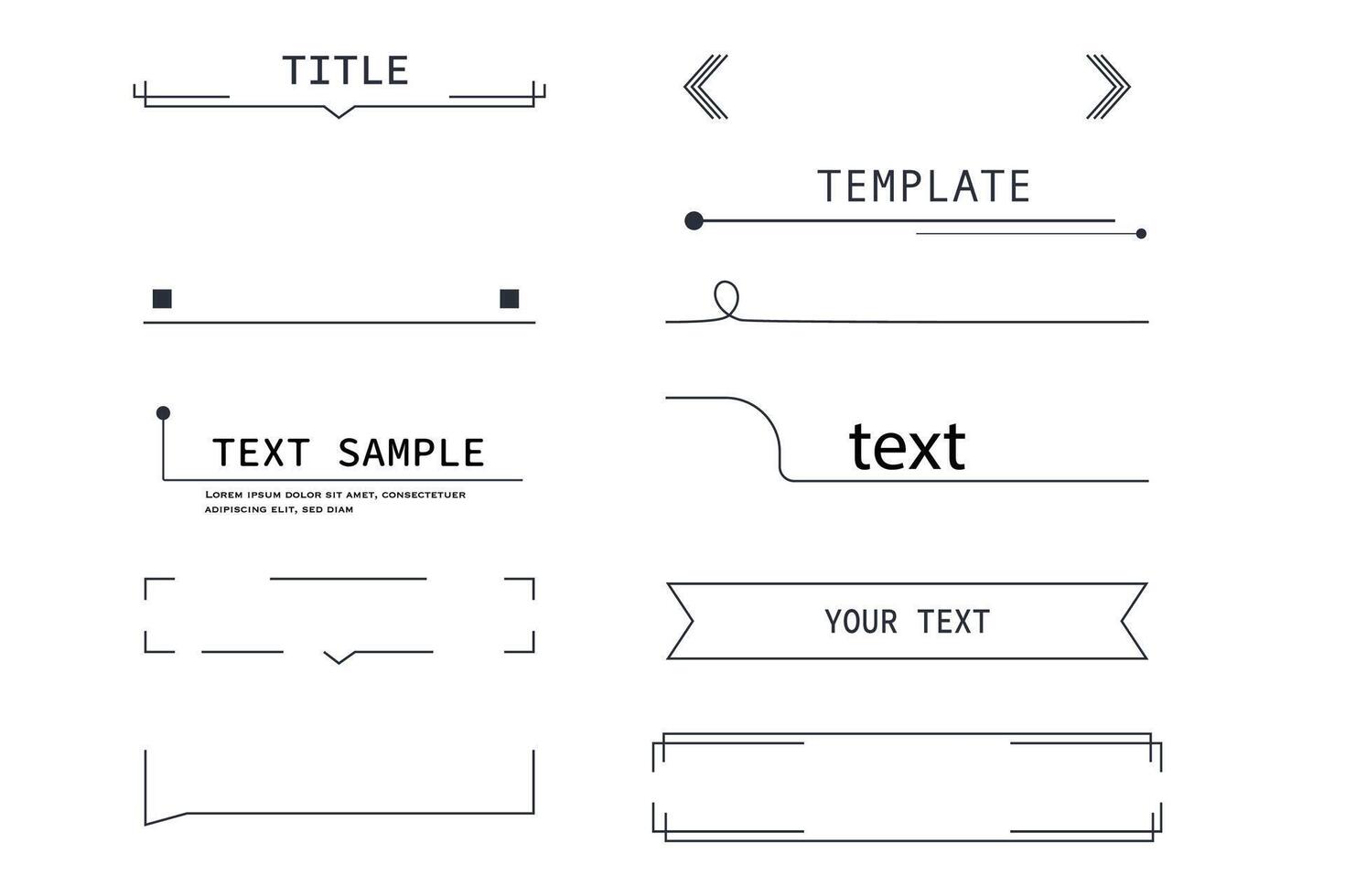 Modern simple title bar text box callout tech line texbox frame, border. Templates, modern banners of lower third vector