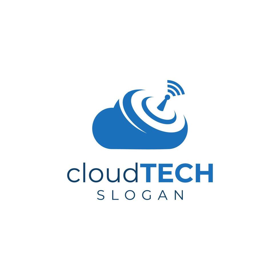 CloudTech Logo - Modern Cloud Computing Technology Design. vector