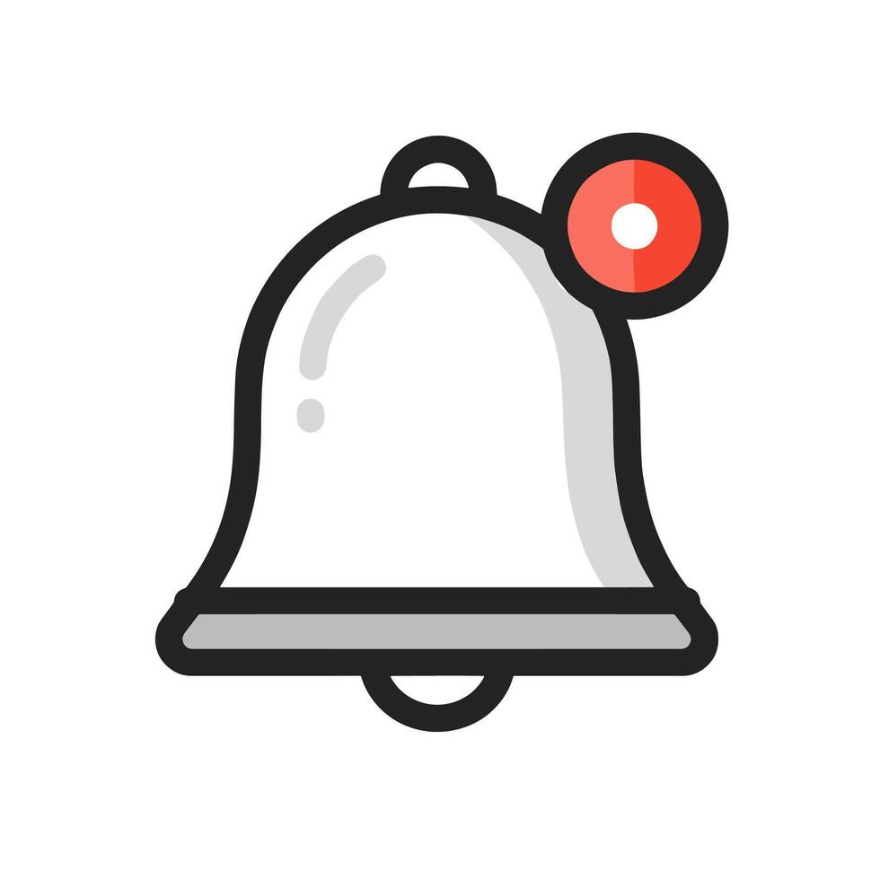 Bell rings with red notification dot indicating new message or alert on simple white background, symbolizing reminder and urgency. vector