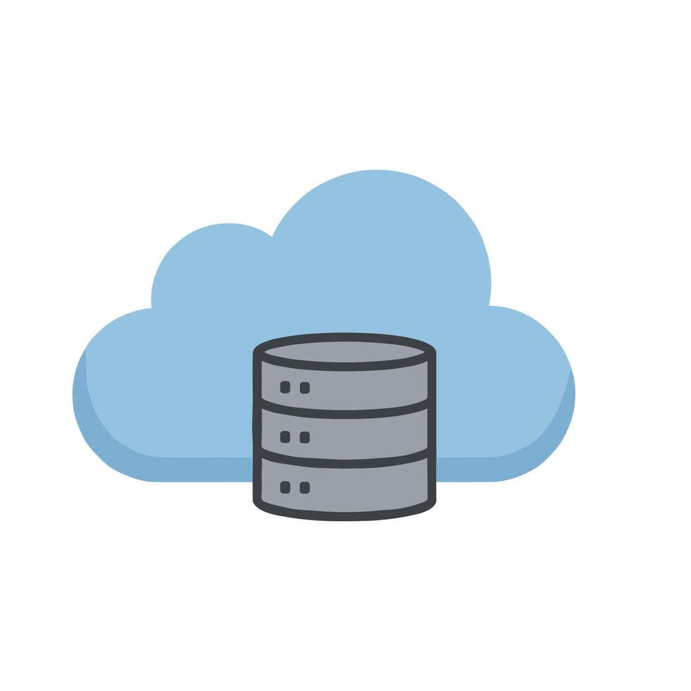 Database server floats within a light blue cloud, representing cloud computing and data storage solutions with a modern and clean aesthetic. vector
