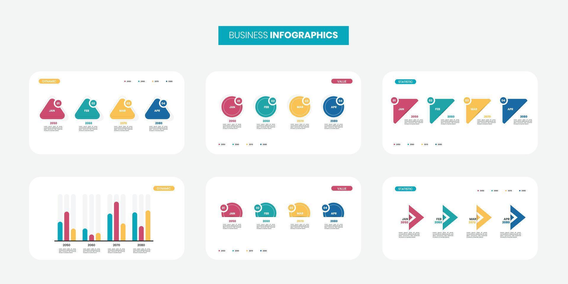 Modern Business presentation charts. Finance reports, marketing data graphs and infographic business template set vector