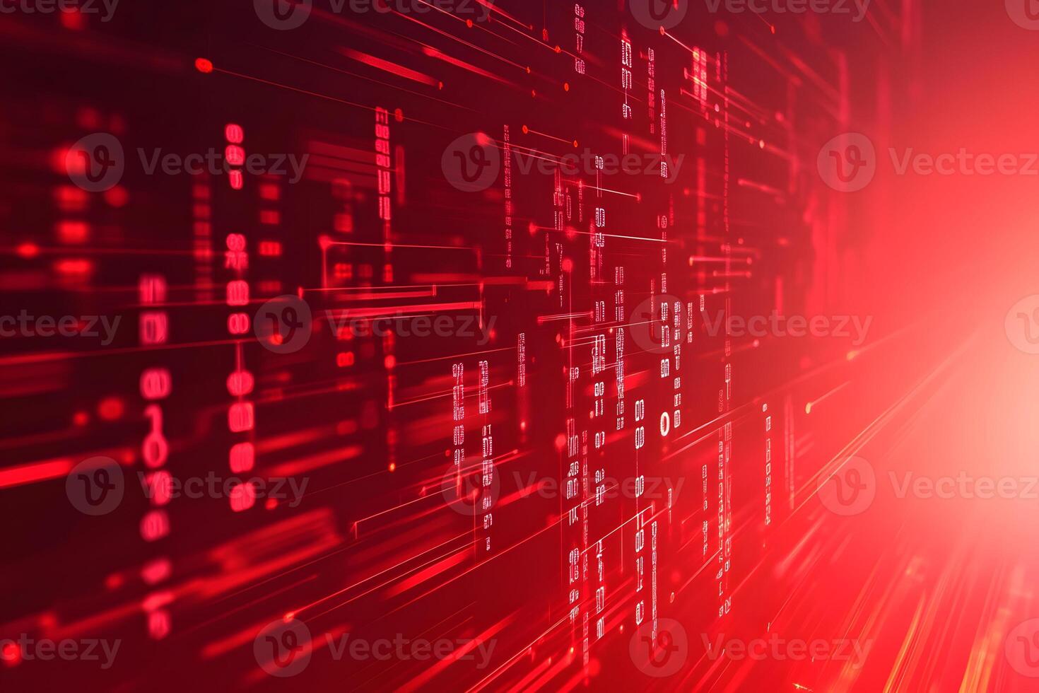 Dynamic Red Abstract Digital Data Visualization with Lines and Patterns photo