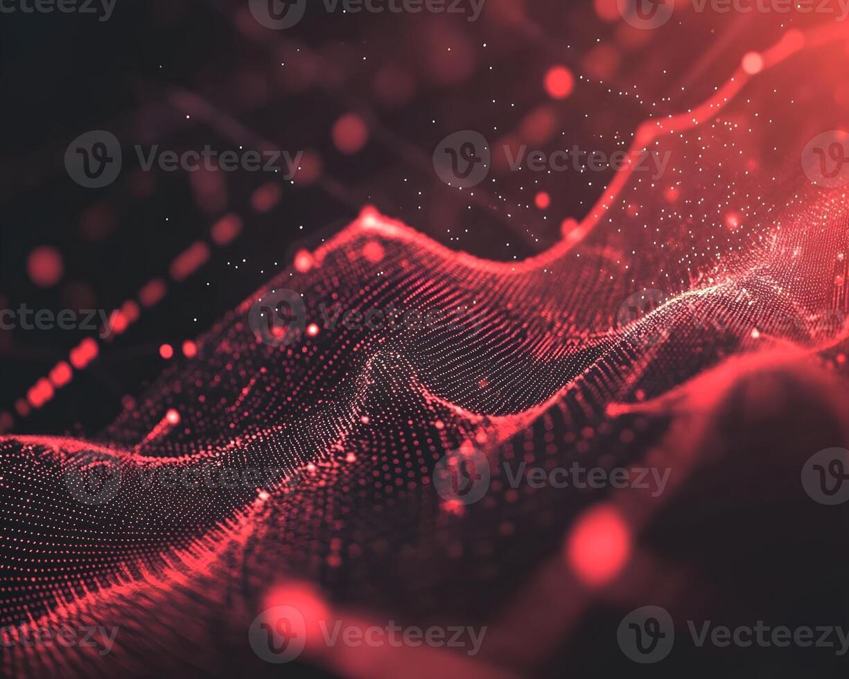 Dynamic Visualization of Abstract Data with Waves and Dots in Red Spectrum photo