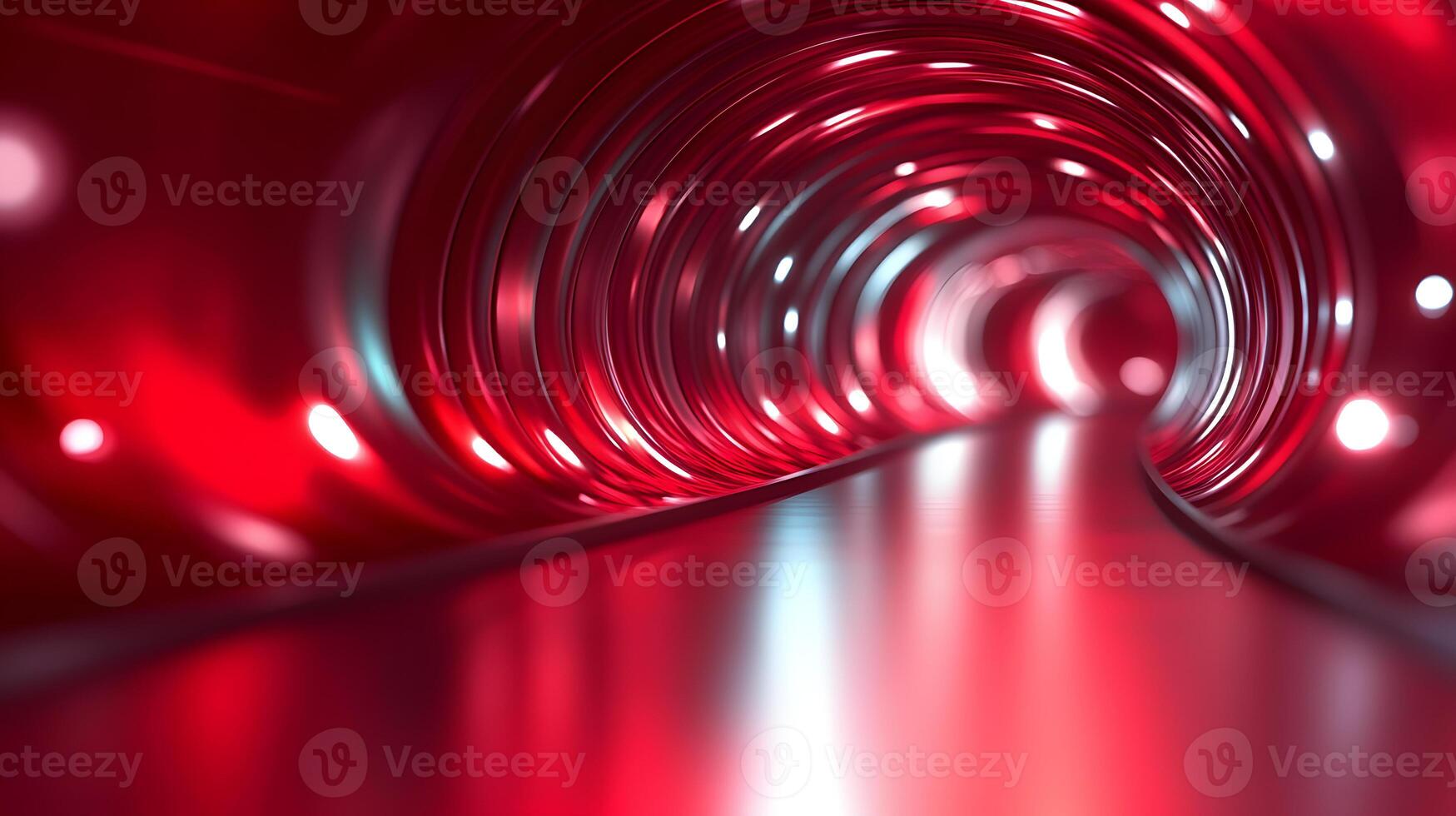 Digital Rendering of a Red Concentric Tunnel with Internal Illumination photo