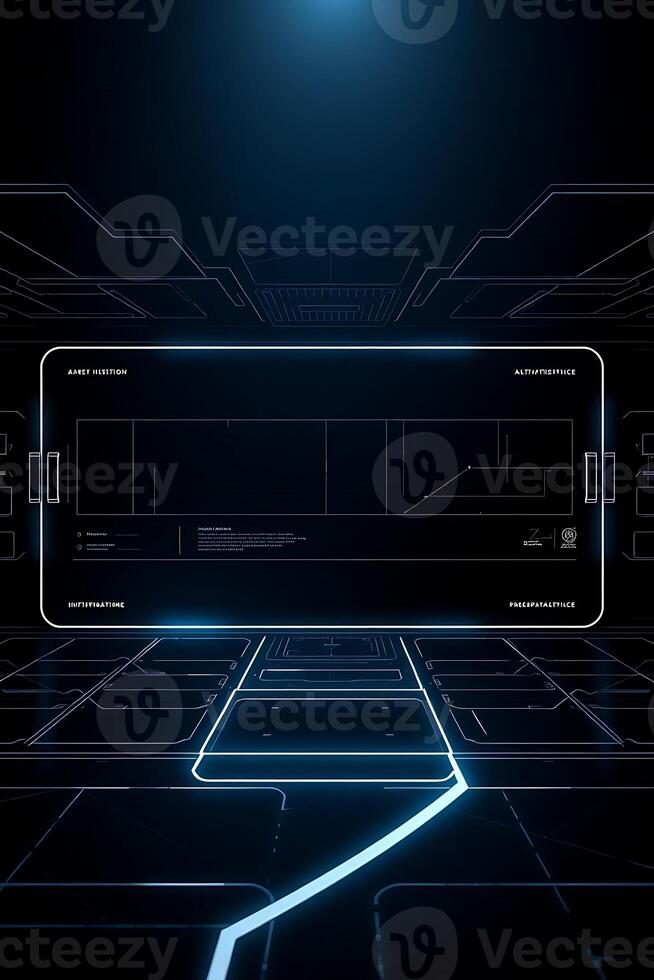 Futuristic digital interface with glowing lines and data visualization, perfect for tech and innovation concepts photo