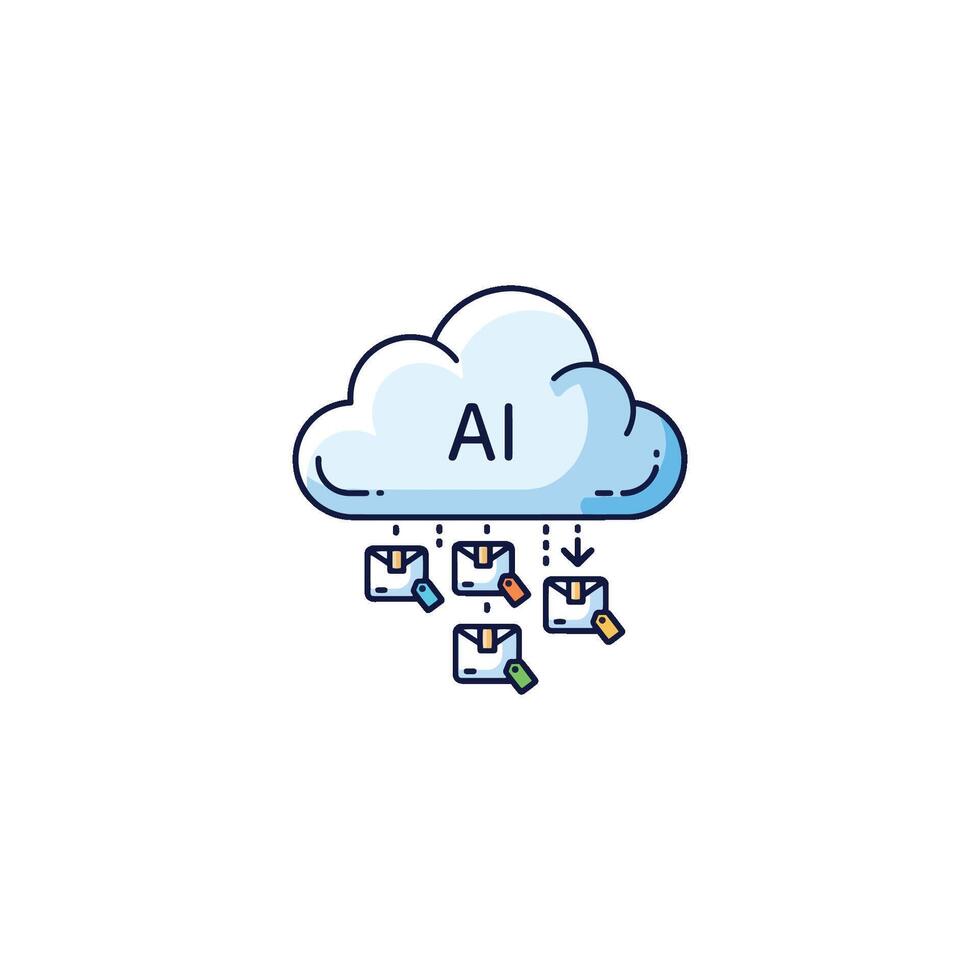Cognitive AI System for Big Data Analytics and Data Mining, utilizing a Predictive Model and Machine Learning on a Data Cloud Server for business growth vector