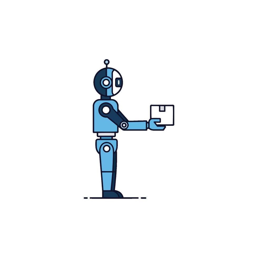 AI robot courier bot for package delivery service. Automation, robotics, and artificial intelligence technology for efficient shipping, logistics, and progress. 10 vector