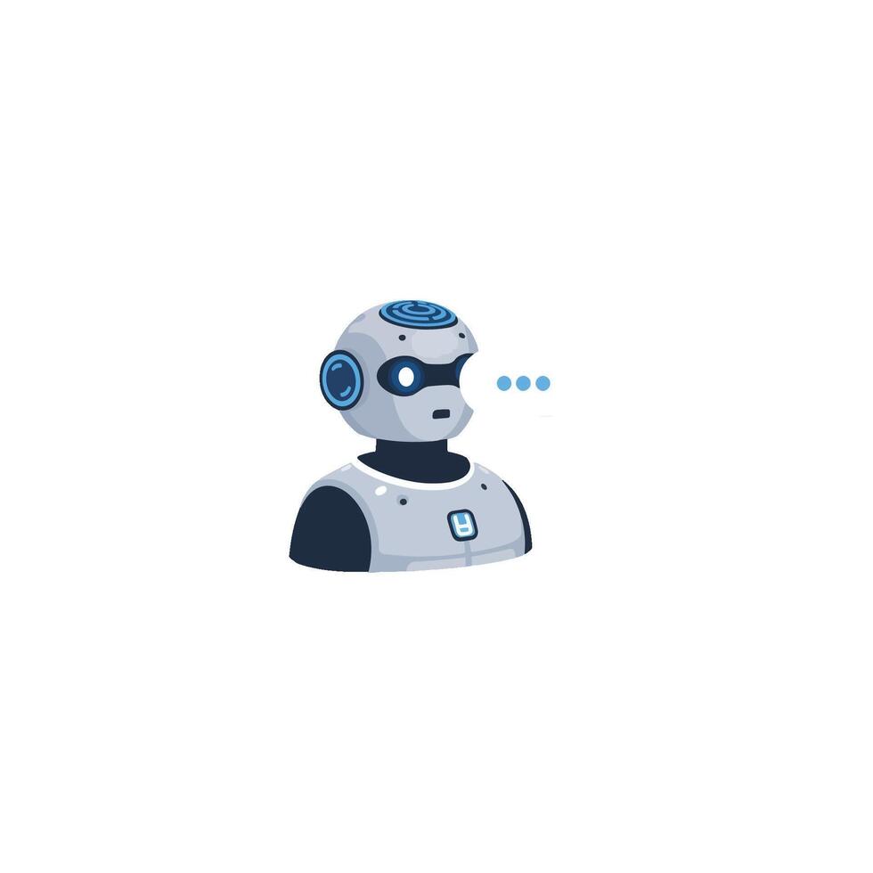 AI robot evolution This humanoid android bot represents progress in automation, robotics, artificial intelligence, and smart assistant technical support service vector